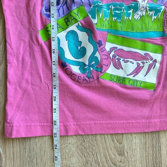Vintage 90s Sears Vacation Beach Top Shorts Set Barbie Pink size Large - Picture 9 of 10